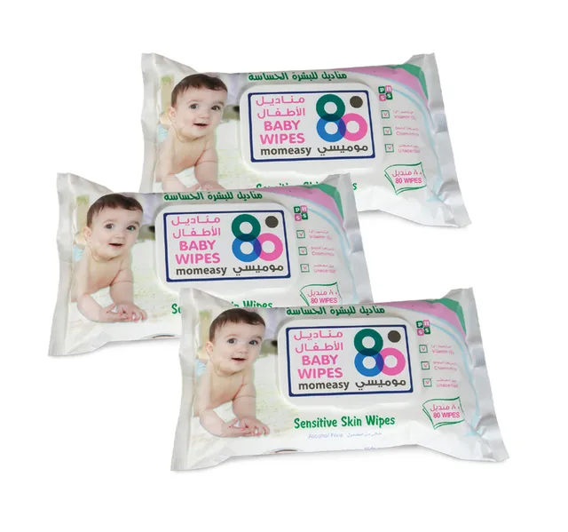 Mom Easy Baby Wipes Sensitive White 3 80pcs