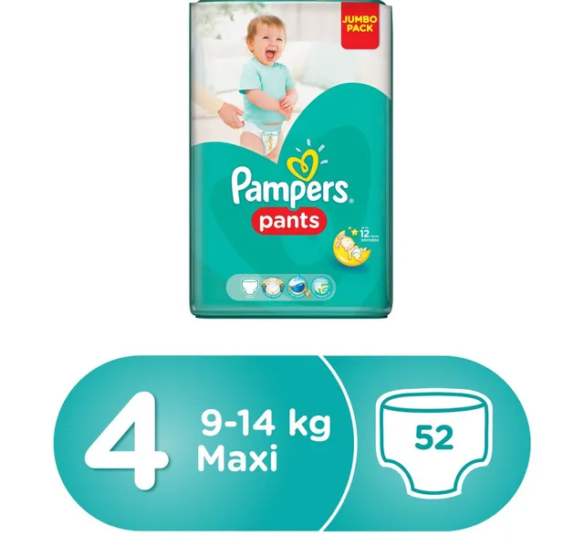 Pampers Pants Diapers Size 4 Maxi 914 Kg Jumbo Pack 52 Pcs Count