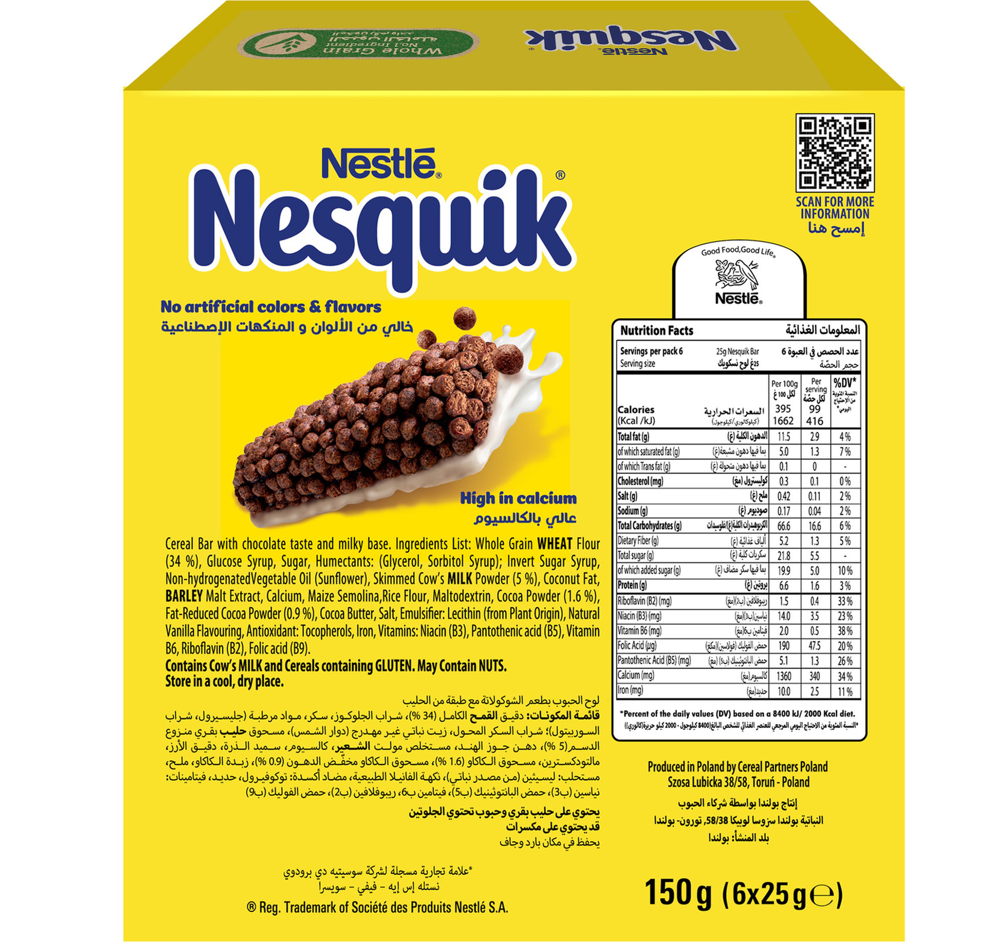 Nesquik Chocolate Cereal Bar 6 25 G