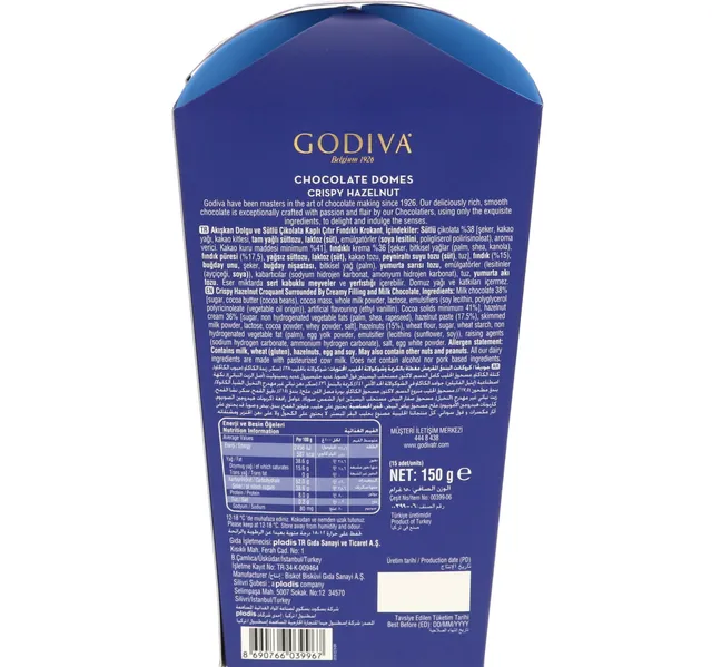 Godiva Chocolate Domes Crispy Hazelnut 150 G
