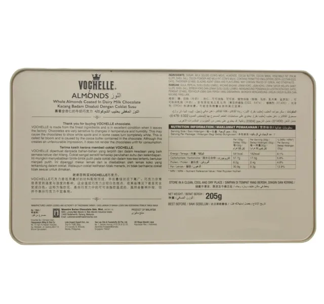 Vochelle Almonds Chocolate 205 g