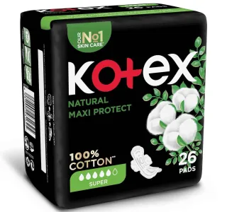 Kotex Natural Maxi Protect Thick 100 Cotton Pad Super Size With Wings 26