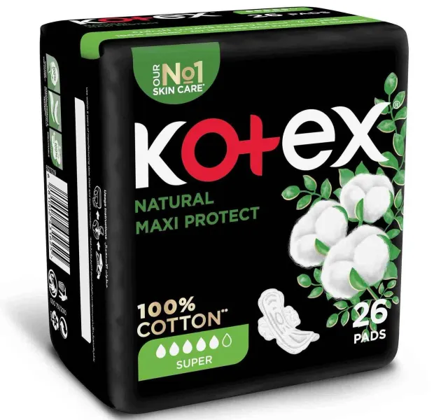 Kotex Natural Maxi Protect Thick 100 Cotton Pad Super Size With Wings 26