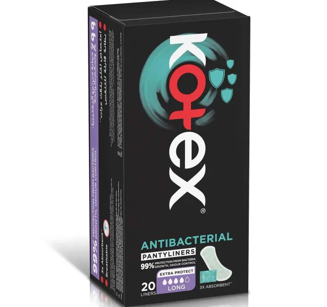 Kotex Antibacterial Panty Liners 99 Protection From Bacteria Growth Long