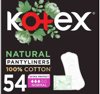 Kotex Natural Panty Liners 100 Cotton Normal Size 54 Pcs