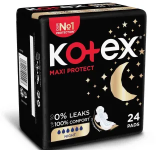 Kotex Maxi Protect Thick Overnight Protection Sanitary Pads With Wings 24