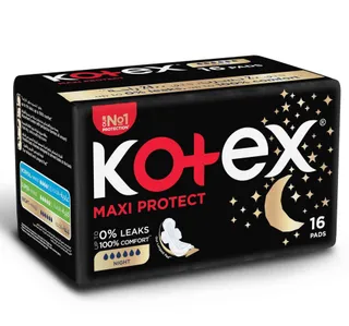 Kotex Maxi Protect Thick Overnight Protection Sanitary Pads With Wings 16