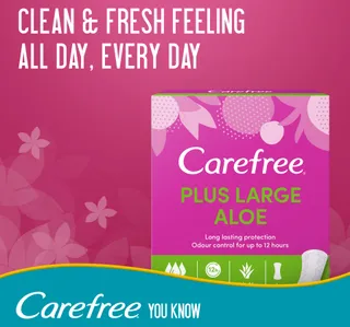 Carefree Panty Liners Plus Large Aloe 48 Pcs