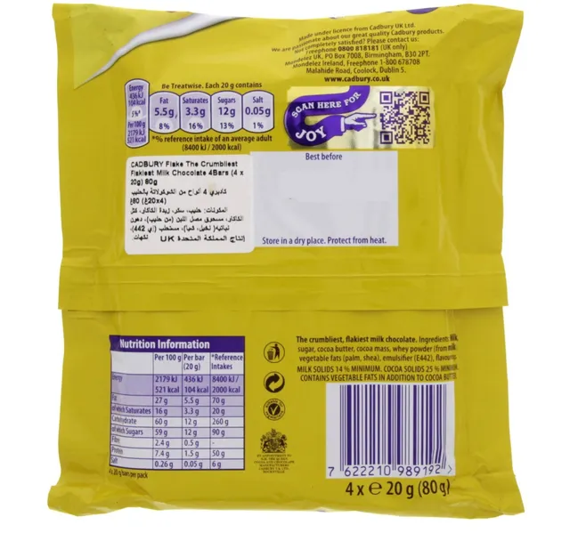 Cadbury Flakes Chocolate 4 X 20 G