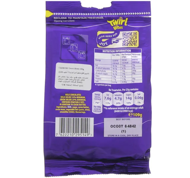 Cadbury Twirl Bites Chocolate 109 G