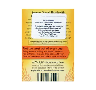 Yogi Organic Honey Chai Turmeric Vitality 16 Teabags
