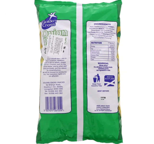 Golden Cross Onion Rings Onion Flavour Corn Snacks 150 G