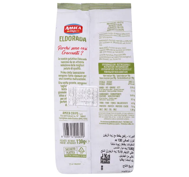 Amica Chips Eldorada Con Olio Di Oliva Potato Chips 130 G