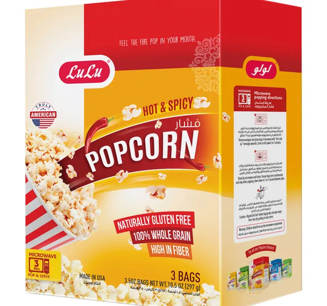 Lulu Microwavable Pop Corn Hot Spicy 297 G
