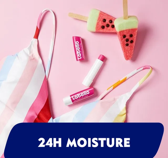 Labello Lip Balm Watermelon Shine 24H Melt-In Moisture with Shea Butter and Natural Oils 4.8 g