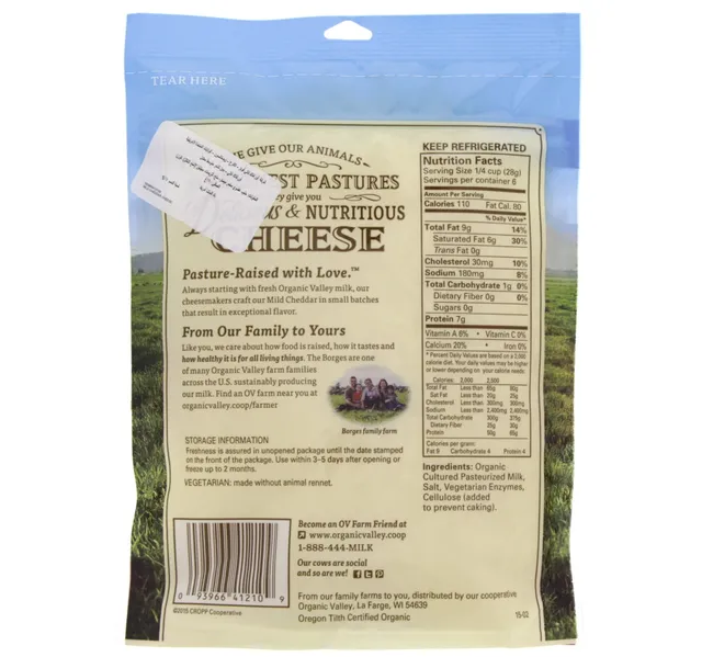 Organic Valley Organic Mild Cheddar Cheese Shredded 170 G