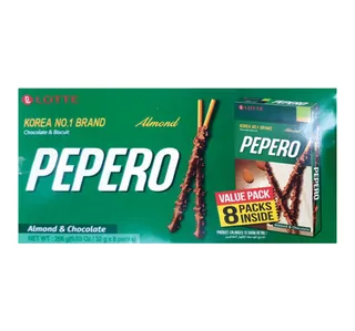 Lotte Pepero Biscuit Stick Almond Chocolate 256 G