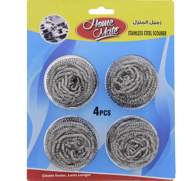 Home Mate Stainless Steel Scourer 4 Pcs