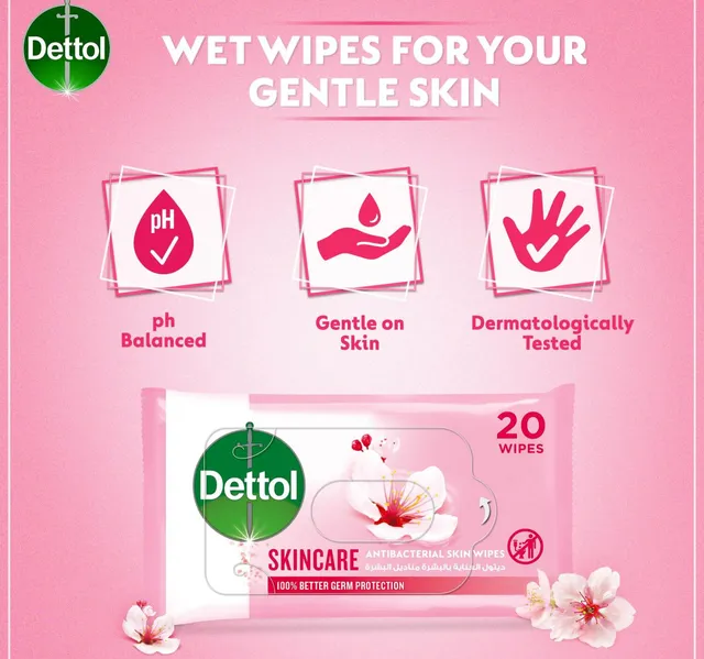 Dettol Skincare Anti Bacterial Skin Wipes 20 Pcs