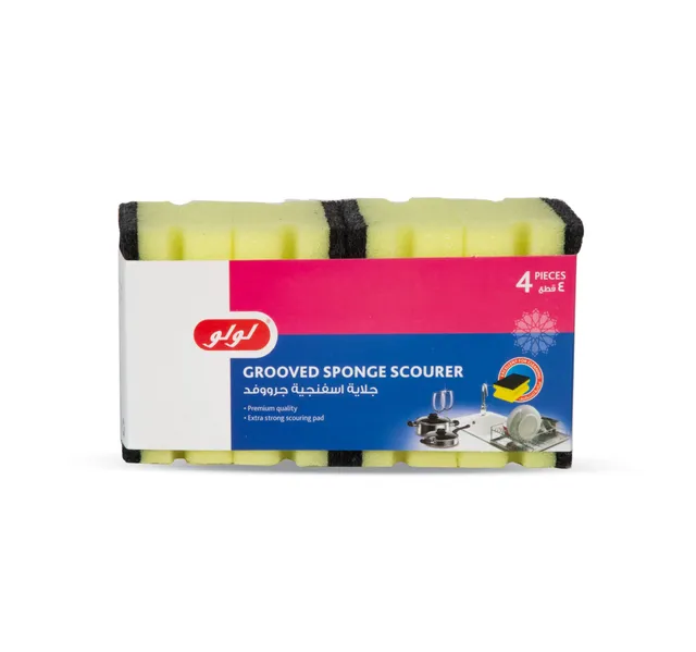 Lulu Grooved Sponge Scourer 4 Pcs