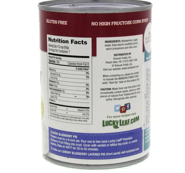 Lucky Leaf Premium Blueberry Fruit Filling Topping 595 G