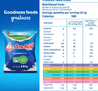 Anchor Full Cream Milk Powder Pouch 18 Kg