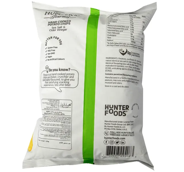 Hunters Gourmet Hand Cooked Potato Chips With Sea Salt Cider Vinegar