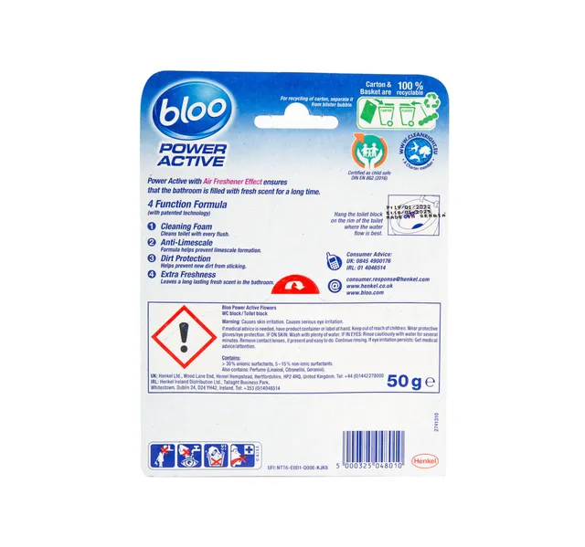 Bloo Toilet Rim Block Power Active Flowers 50 G