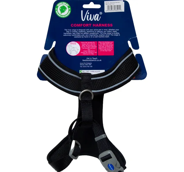 Viva Mesh Black Comfort Dog Harness Size Medium 1 Pc