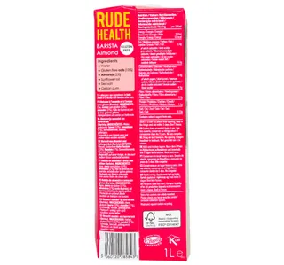 Rude Health Almond Barista Drink No Added Sugar 1 Litre