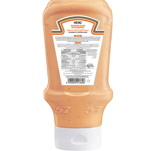 Heinz Rich Thousand Island Salad Dressing Top Down Squeezy Bottle 225 Ml