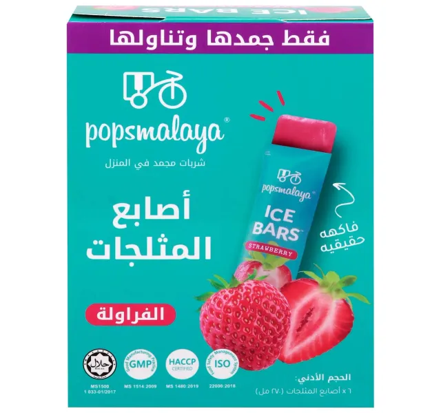 Pops Malaya Ice Bars Strawberry 6 Pcs 270 Ml