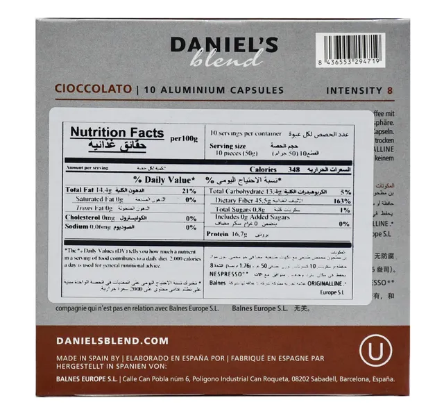 Daniels Blend Cioccolato Coffee Capsules 10pcs 50 G