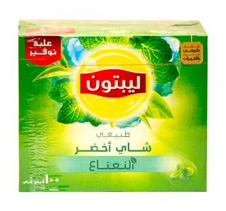 ليبتون شاي أخضر بالنعناع 100 كيس شاي