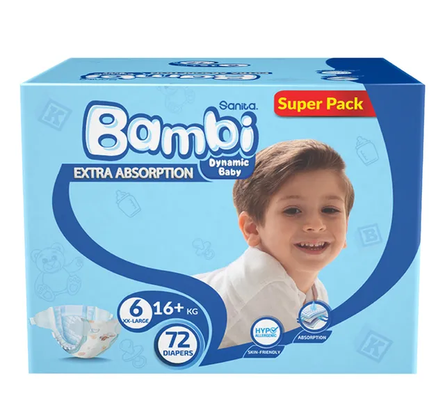 Sanita Bambi Baby Diaper Size 6 Extra Large 16 Kg 72 Pcs