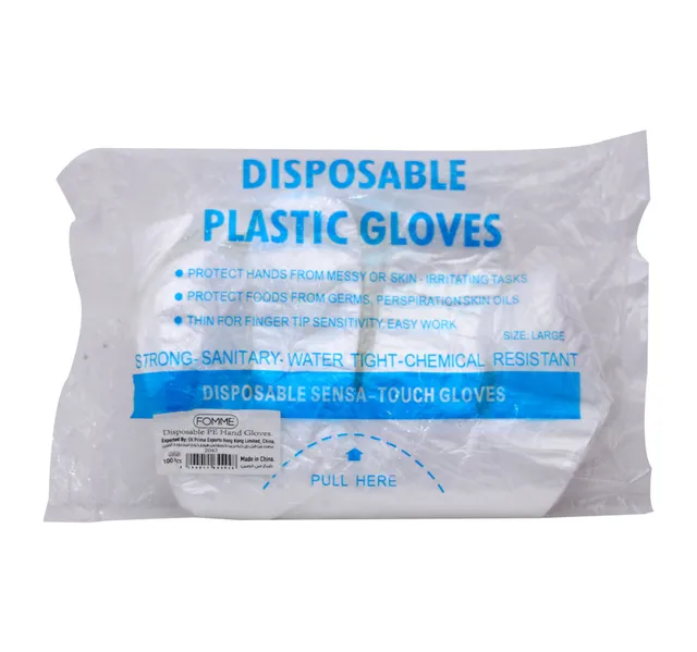 Fomme Disposable Plastic Gloves Large 100pcs