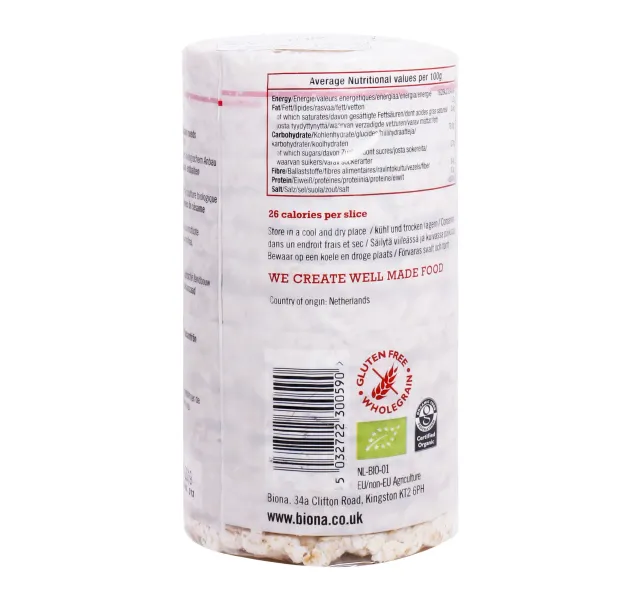 Biona Organic Rice Cakes Gluten Free 100 g
