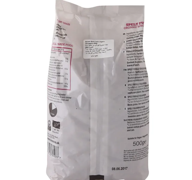 Biona Organic Spelt Fusilli Wholegrain 500 G