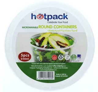 Hotpack Microwavable Round Containers 250 Ml 5 Pcs