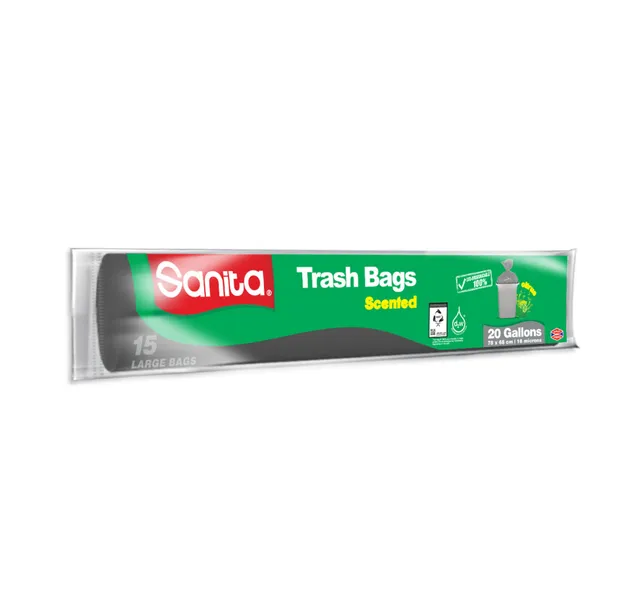 Sanita Trash Bags Scented Large 20 Gallons Size 78 X 68cm 18 Microns 15