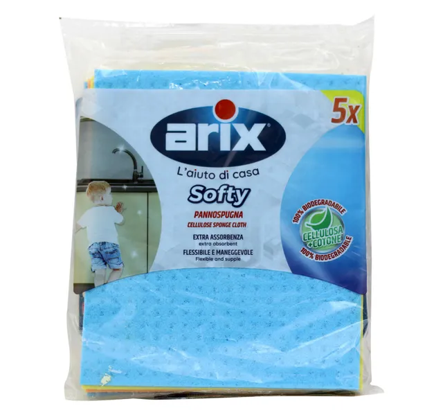 Arix Cellulose Sponge Cloth Softy 5 Pcs