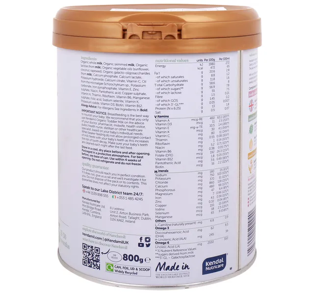 Kendamil Stage 3 Organic Toddler Milk From 12-36 Months 800 g