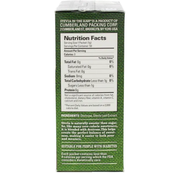 Stevia In The Raw Zero Calorie Sweetener 50pcs
