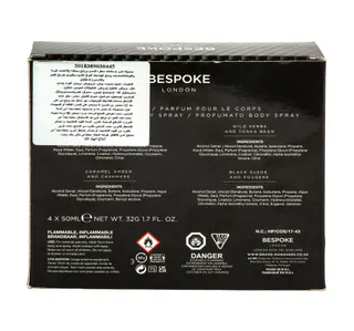 Bespoke London Body Spray For Men Assorted Value Pack 4 x 50 ml