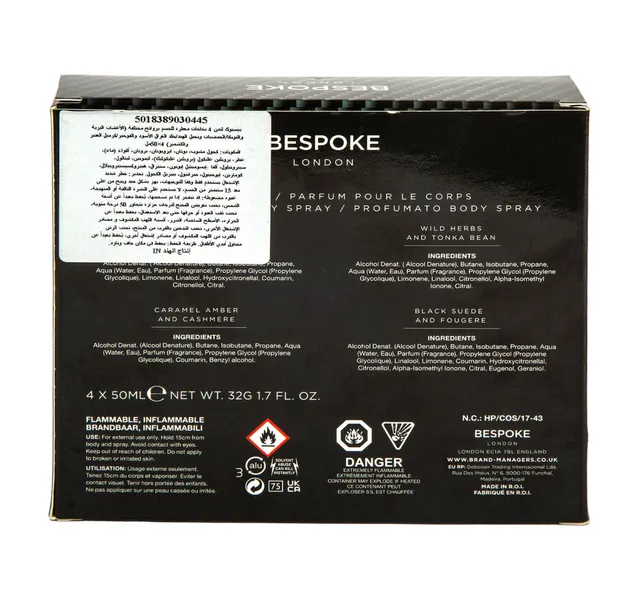 Bespoke London Body Spray For Men Assorted Value Pack 4 X 50 Ml