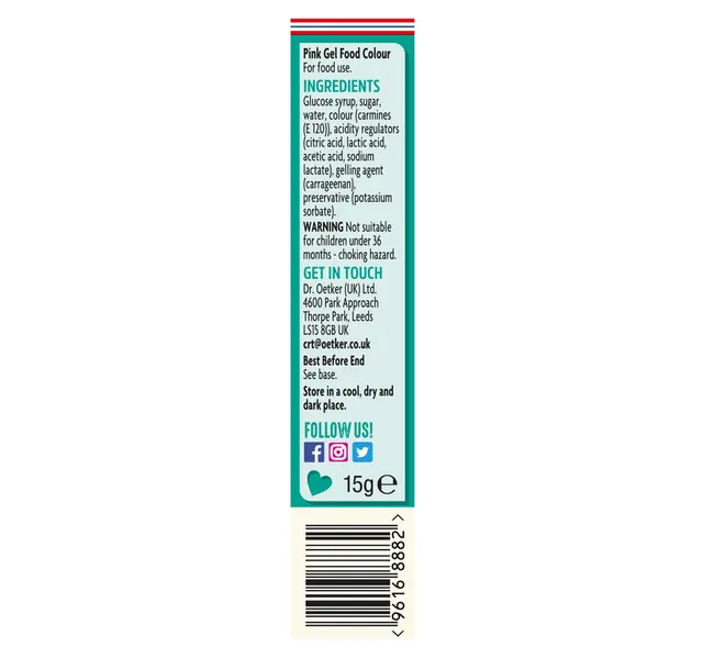 Dr Oetker Gel Food Colour Extra Strong Pink 15 G