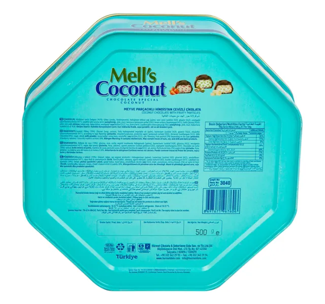 Mell S Coconut Chocolate Tin 500 G