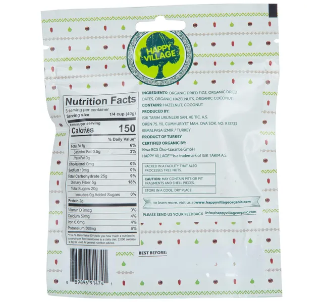 Happy Village Organic Fig & Nut Bites Date 120 g