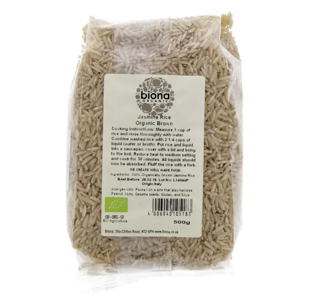 Biona Organic Jasmine Rice Brown 500 G
