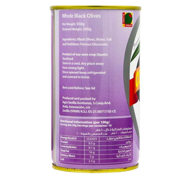 Coopoliva Whole Black Olives 350 G